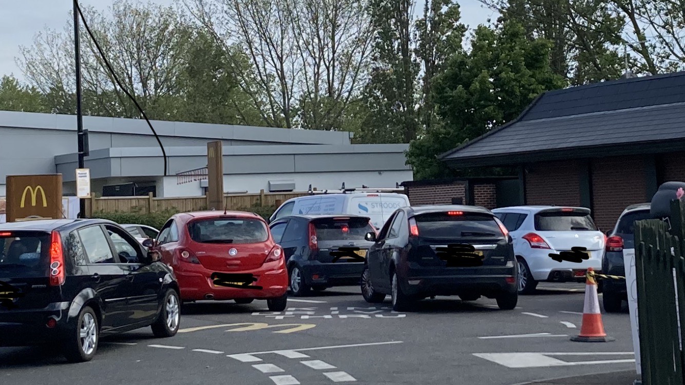 Queues at McDonalds Felixstowe After Re-opening